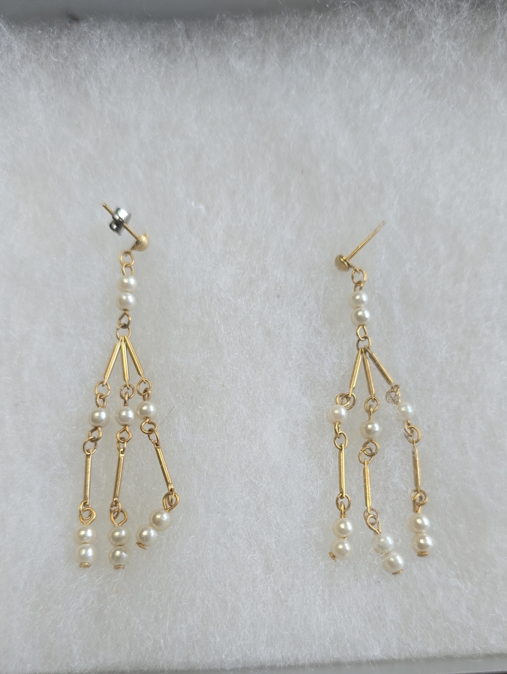 Gold-Tone and Faux Pearl Dangle Earrings - Elegant Women’s Jewelry